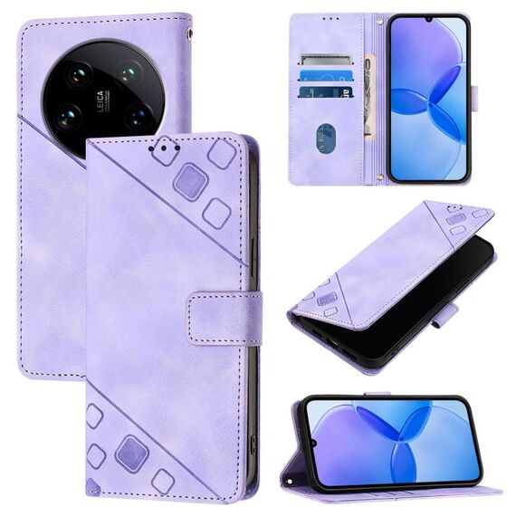 Custodia per telefono in pelle goffrata Ultra Skin Feel per Xiaomi 14 (viola chiaro)