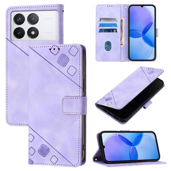 Per Xiaomi Redmi K70 / K70 Pro Custodia in pelle goffrata con effetto pelle (viola chiaro)