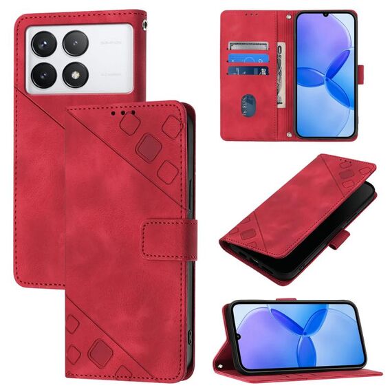 Custodia per telefono in pelle goffrata per Xiaomi Redmi K70 / K70 Pro Skin Feel (rossa)