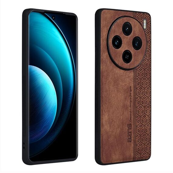 Custodia per telefono con sensazione di pelle in rilievo AZNS 3D per vivo X100s (marrone)