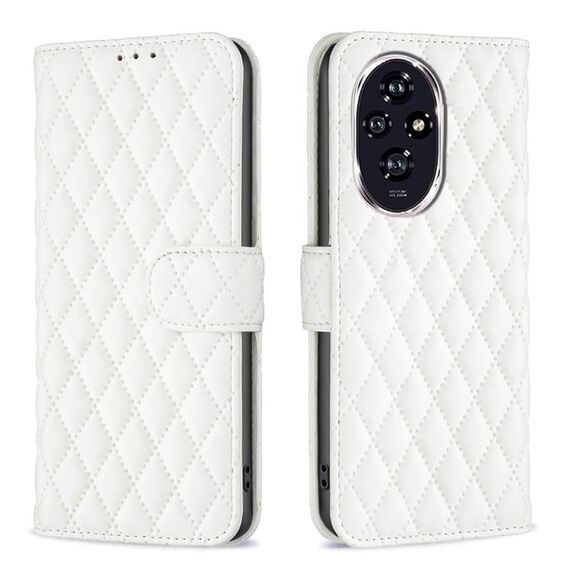 Per Honor 200 Diamond Lattice Portafoglio Flip Custodia in pelle per telefono (Bianco)