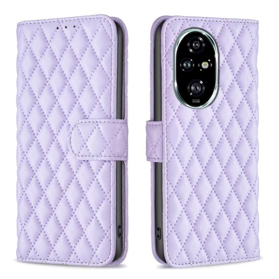 Per Honor 200 Pro Diamond Lattice Portafoglio Flip Custodia in pelle per telefono (Viola)