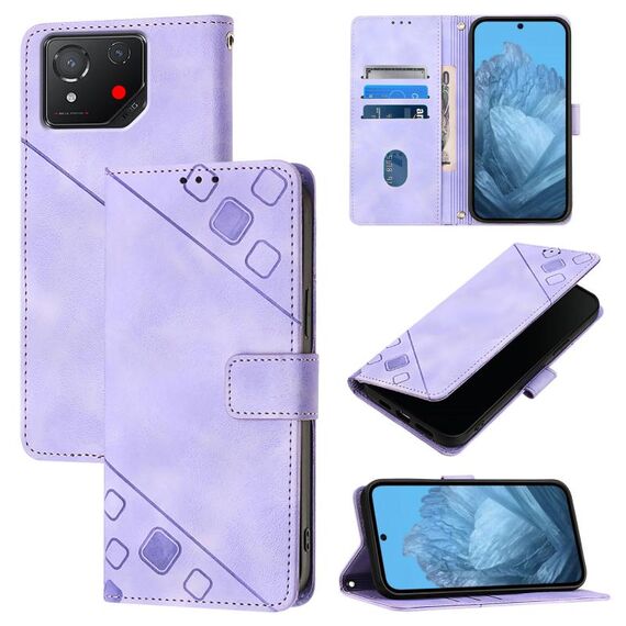 Per Asus ROG Phone 8 Custodia in pelle goffrata Skin Feel (viola chiaro)