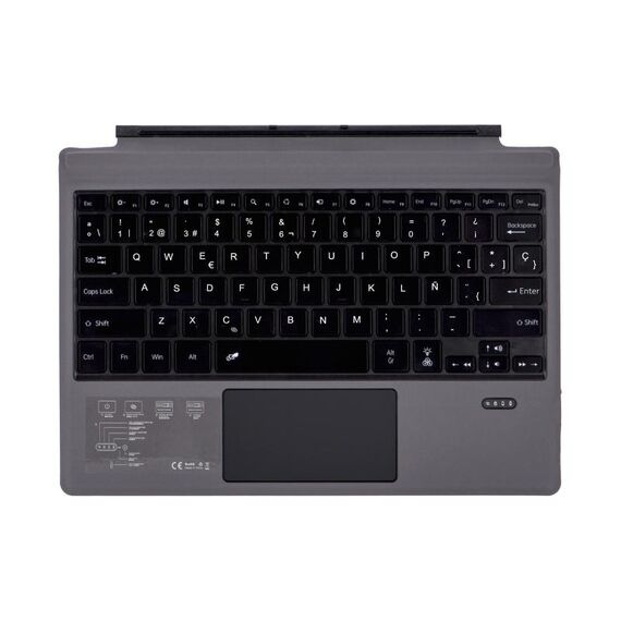 1089DC-ES Tastiera magnetica Bluetooth 3.0 retroilluminata spagnola per Microsoft Surface Pro 7/6/2017/4/3 (grigio)