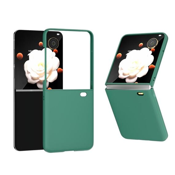Custodia per telefono a copertura totale con sensazione di pelle smerigliata per PC 3 in 1 per Honor Magic V Flip (verde)