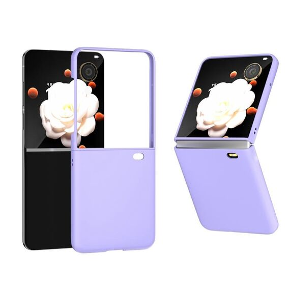 Per Honor Magic V Flip 3 in 1 PC Custodia per telefono con copertura totale in pelle smerigliata (viola)