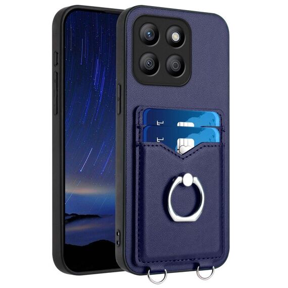 Custodia per telefono con supporto per carte ad anello For Honor X8b Global R20 (blu)