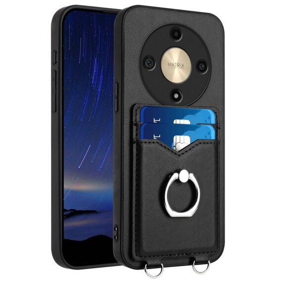 Custodia per telefono con supporto di carta ad anello per Honor X9b / Magic6 Lite R20 (nera)