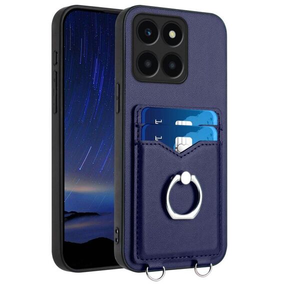 Per Honor X6a Global R20 Custodia per telefono con supporto di carta ad anello (blu)