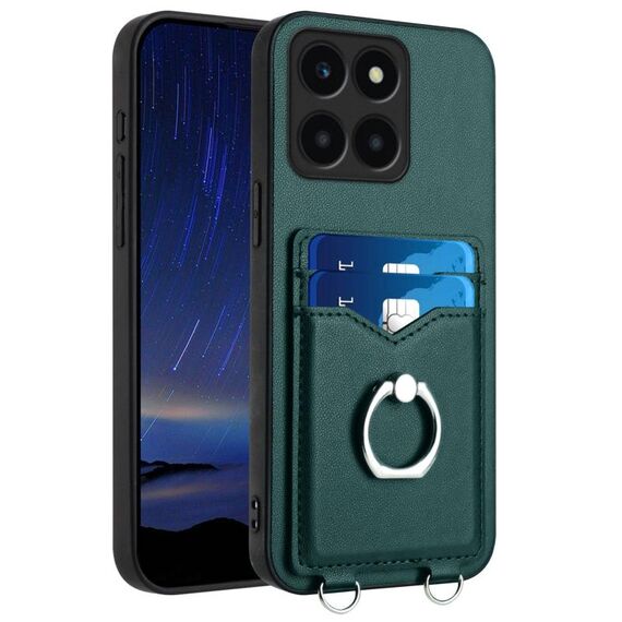 Custodia per telefono con supporto di carta ad anello Global R20 per Honor X6a (verde)