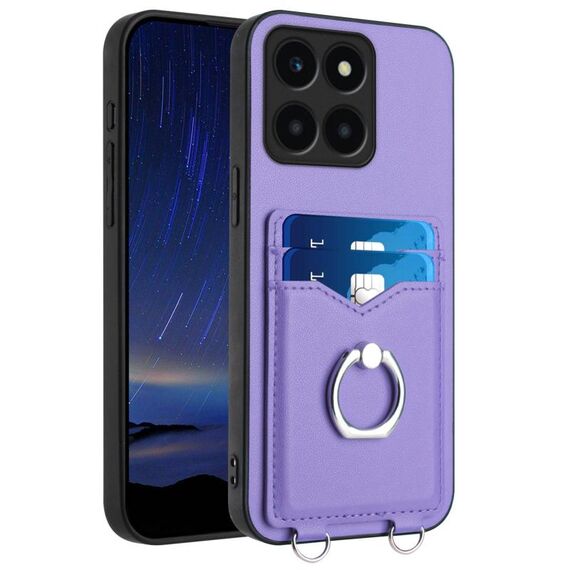 Per Honor X6a Global R20 Custodia per telefono con supporto per carte ad anello (viola)