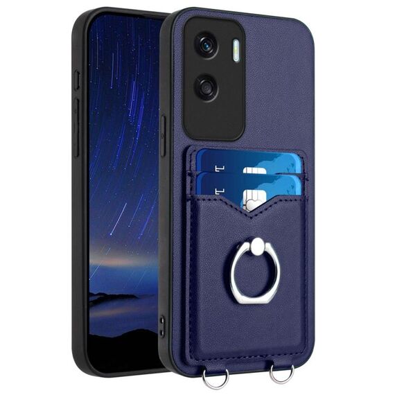 Custodia per telefono con supporto di carta ad anello per Honor X50i R20 (blu)
