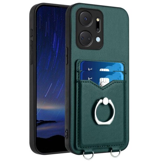 Custodia per telefono con supporto di carta ad anello per Honor X7a / Play7T R20 (verde)