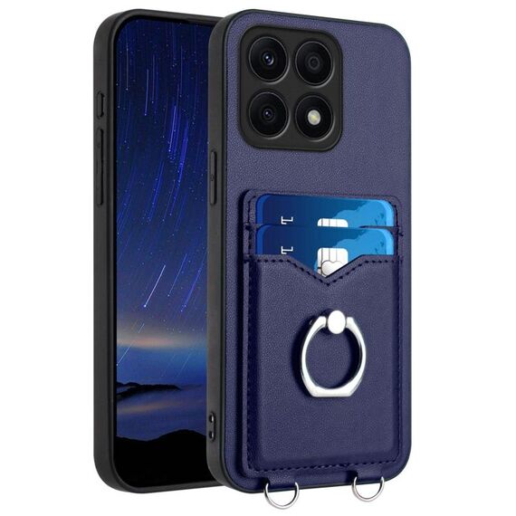 Custodia per telefono con supporto di carta ad anello per Honor X8a R20 (blu)