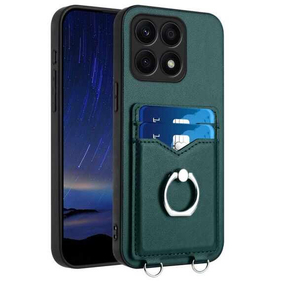 Custodia per telefono con porta carte ad anello per Honor X8a R20 (verde)