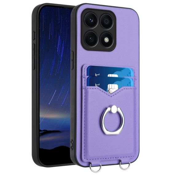 Custodia per telefono con porta carte ad anello per Honor X8a R20 (viola)