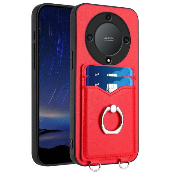 Custodia per telefono con supporto di carta ad anello per Honor X9a / Magic5 Lite R20 (rossa)