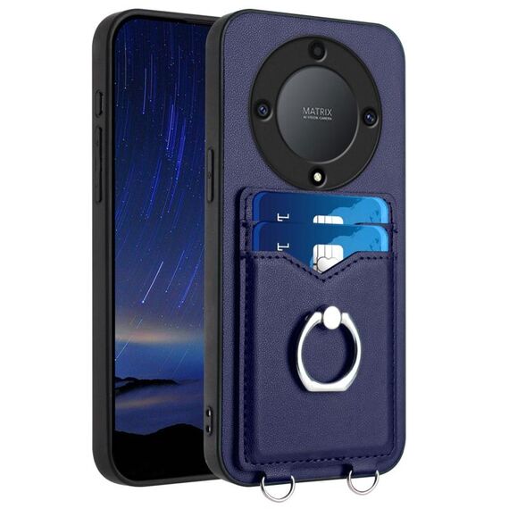 Custodia per telefono con porta carte ad anello per Honor X9a / Magic5 Lite R20 (blu)