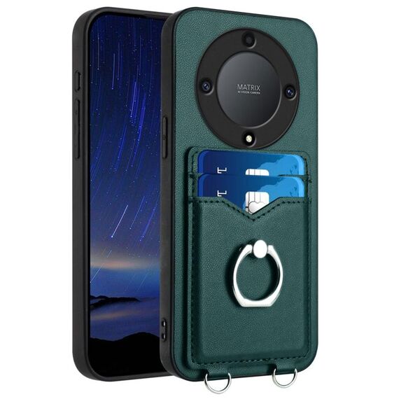 Custodia per telefono con supporto di carta ad anello per Honor X9a / Magic5 Lite R20 (verde)