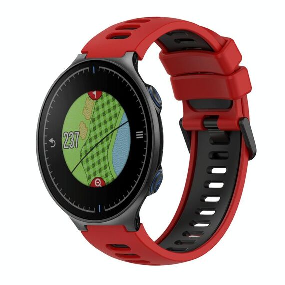 Per Garmin Approach S5 Cinturino in silicone bicolore (rosso + nero)