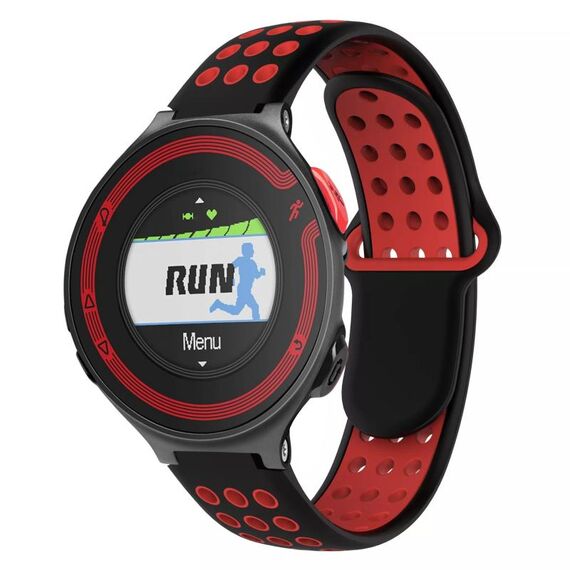 Per Garmin Forerunner 220 cinturino in silicone traspirante perforato bicolore (nero + rosso)