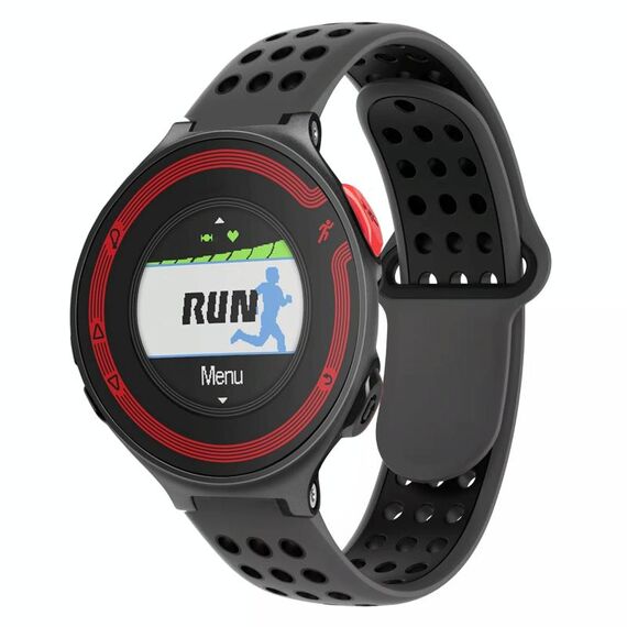 Per Garmin Forerunner 220 cinturino in silicone traspirante perforato bicolore (grigio + nero)