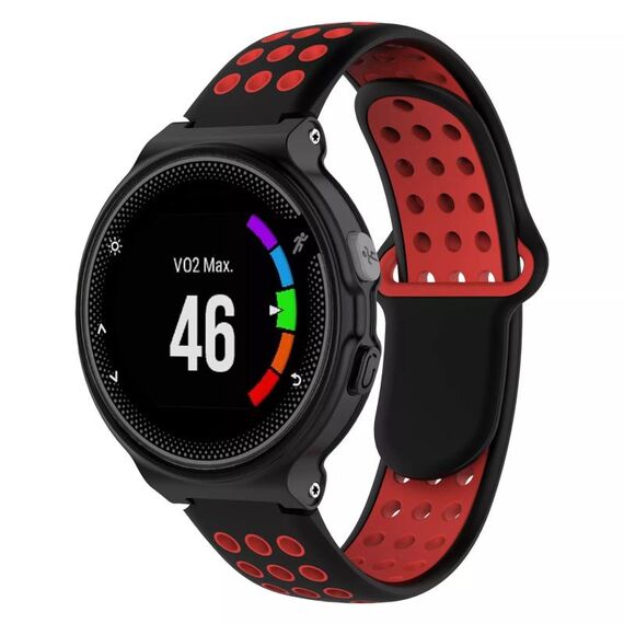 Per Garmin Forerunner 230 cinturino in silicone traspirante perforato bicolore (nero + rosso)