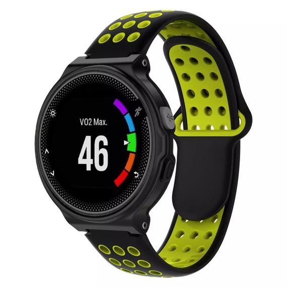 Per Garmin Forerunner 230 cinturino in silicone traspirante perforato bicolore (nero + giallo)