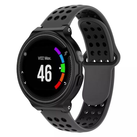 Per Garmin Forerunner 230 cinturino in silicone traspirante perforato bicolore (grigio + nero)