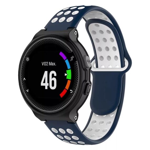Per Garmin Forerunner 230 cinturino in silicone traspirante perforato bicolore (blu notte + bianco)