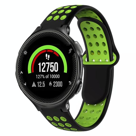 Per Garmin Forerunner 235 cinturino in silicone traspirante perforato bicolore (nero + verde)