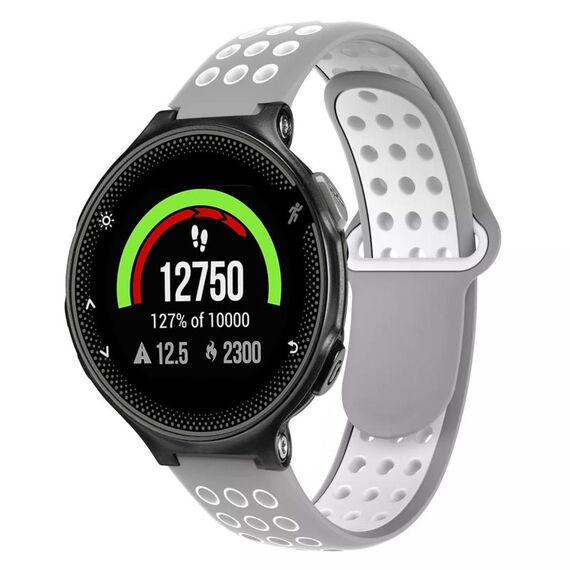 Per Garmin Forerunner 235 cinturino in silicone traspirante perforato bicolore (grigio + bianco)