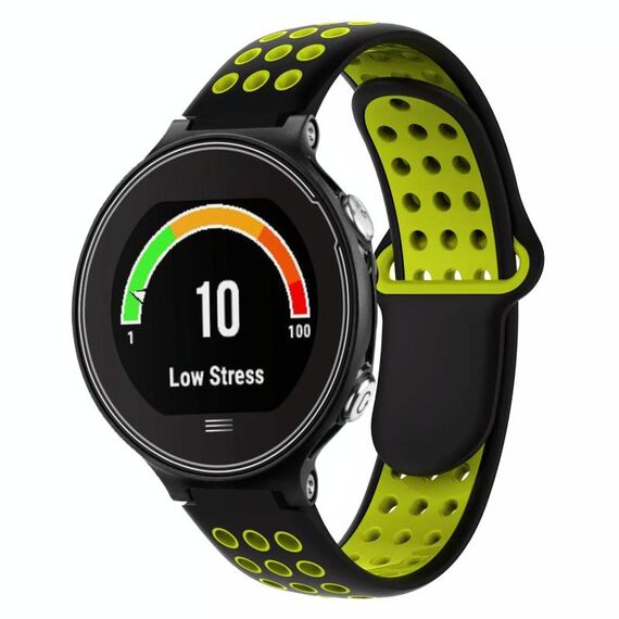 Per Garmin Forerunner 630 cinturino in silicone traspirante perforato bicolore (nero + giallo)