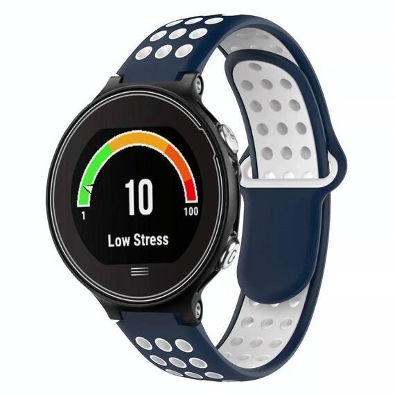 Per Garmin Forerunner 630 cinturino in silicone traspirante perforato bicolore (blu notte + bianco)