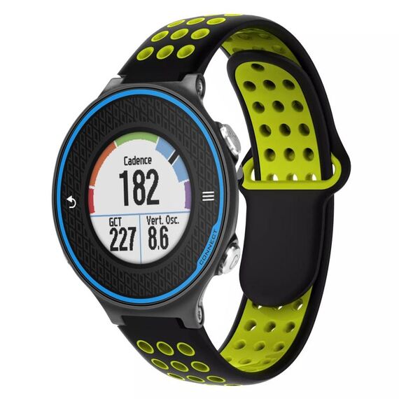 Per Garmin Forerunner 620 cinturino in silicone traspirante perforato bicolore (nero + giallo)