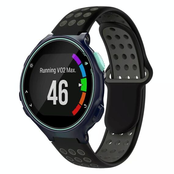 Per Garmin Forerunner 735/735XT cinturino in silicone traspirante perforato bicolore (nero + grigio)