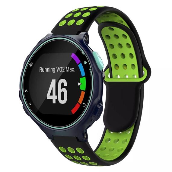 Per Garmin Forerunner 735/735XT cinturino in silicone traspirante perforato bicolore (nero + verde)