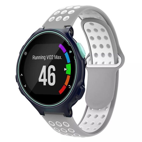 Per Garmin Forerunner 735/735XT Cinturino in silicone traspirante perforato bicolore (grigio + bianco)