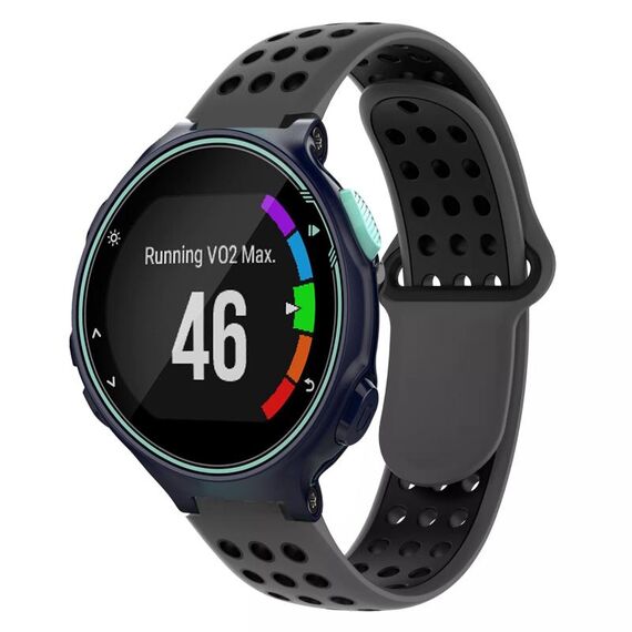 Per Garmin Forerunner 735/735XT cinturino in silicone traspirante perforato bicolore (grigio + nero)