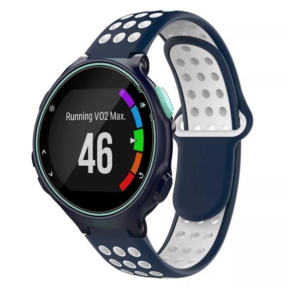Per Garmin Forerunner 735/735XT Cinturino in silicone traspirante perforato bicolore (blu notte + bianco)