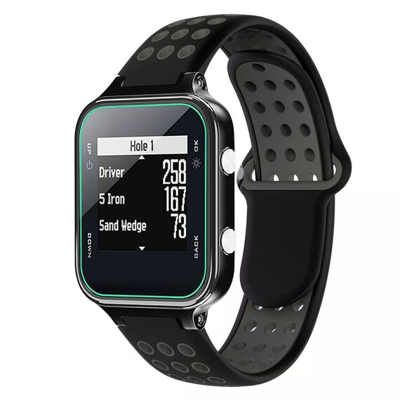 Per Garmin Approach S20 cinturino in silicone traspirante perforato bicolore (nero + grigio)