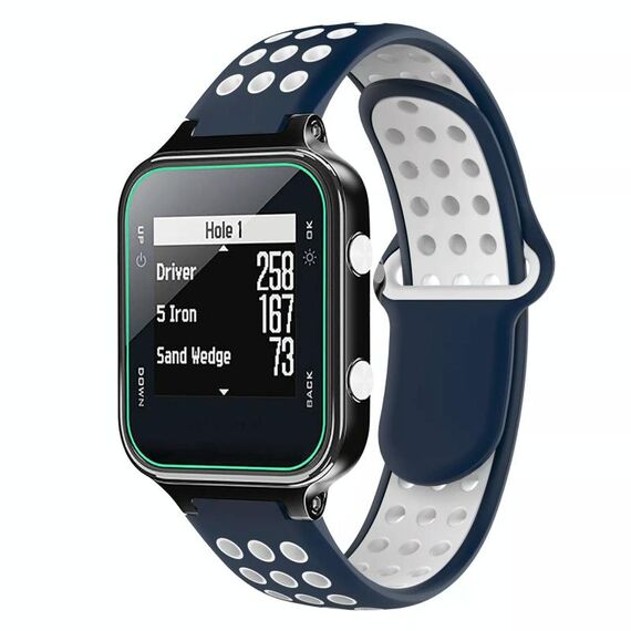 Per Garmin Approach S20 cinturino in silicone traspirante perforato bicolore (blu notte + bianco)
