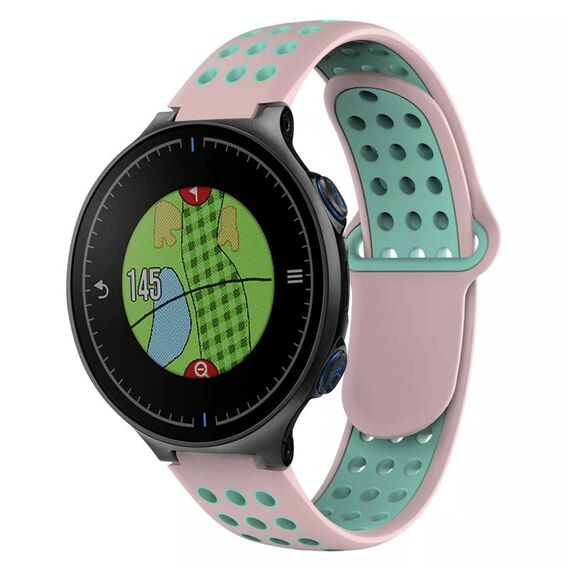 Per Garmin Approach S5 cinturino in silicone traspirante perforato bicolore (rosa + verde acqua)