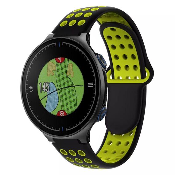 Per Garmin Approach S5 Cinturino in silicone traspirante perforato bicolore (nero + giallo)