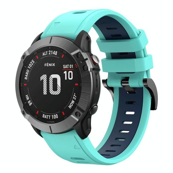 Per Garmin Fenix 6 GPS 22mm Cinturino sportivo in silicone bicolore (verde menta + blu)