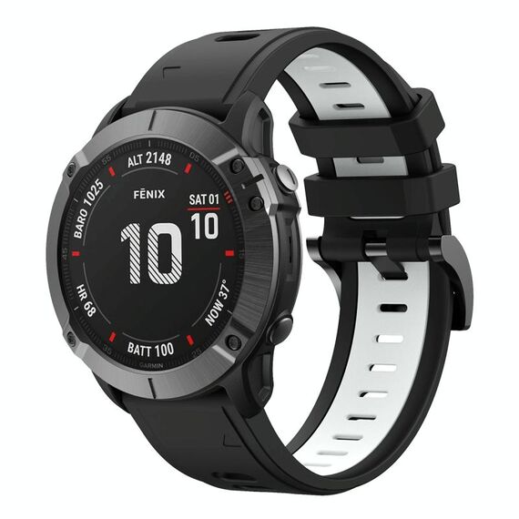 Per Garmin Fenix 6 GPS 22mm Cinturino sportivo in silicone bicolore (nero + bianco)