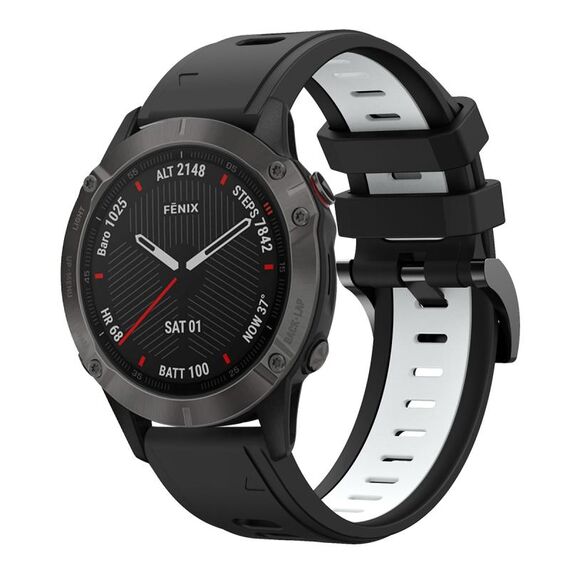 Per Garmin Fenix 6 Sapphire GPS 22mm Cinturino sportivo in silicone bicolore (nero + bianco)