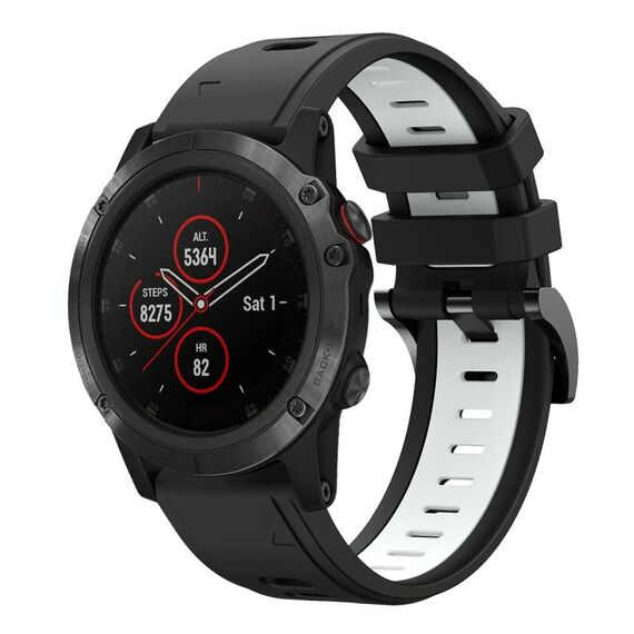 Per Garmin Fenix 5 Plus 22mm Cinturino sportivo in silicone bicolore (nero + bianco)