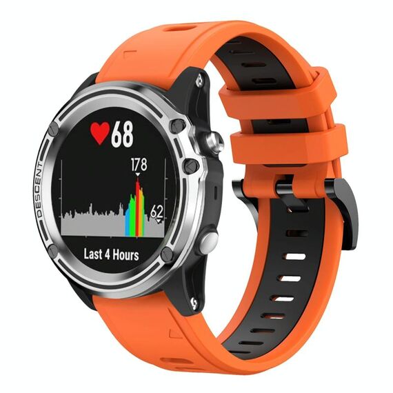 Per Garmin Quatix 5 22mm Cinturino sportivo in silicone bicolore (arancione + nero)
