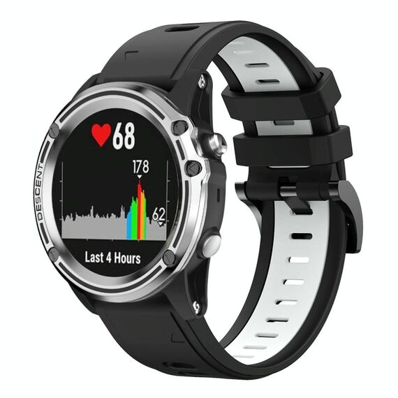 Per Garmin Quatix 5 22mm Cinturino sportivo in silicone bicolore (nero + bianco)